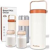 Momfree 22oz Portable Breast Milk Cooler for Breastmilk Storage, Liquid Gold Saver 360° Cooling Keeps Milk Fresh for 24 Hours, Larger Capacity Breastmilk Chiller with 2pcs Bottles for Outdoor Mom