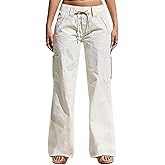 Flamingals Women’s Chic Stylish High Rise Drawstring Waist Tape Pocket Stitch Straight Pants