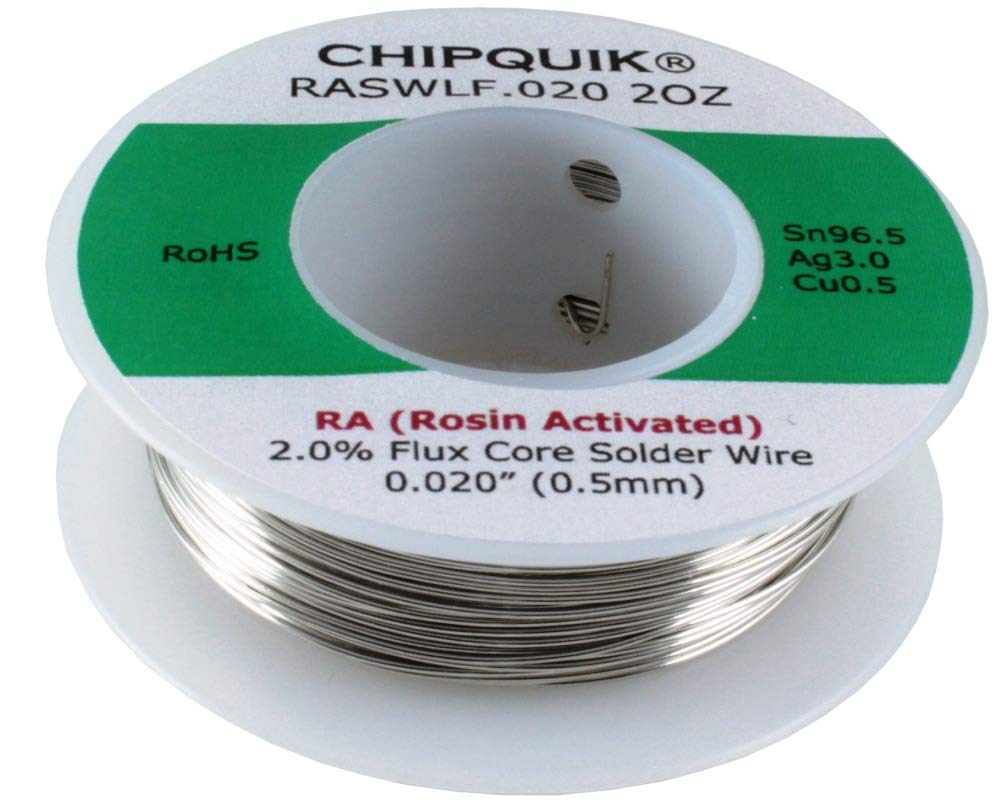 LF Solder Wire 96.5/3/0.5 Tin/Silver/Copper Rosin Activated .020 2oz