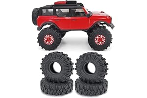 WEFEINO 4Pcs 1.0" Crawler Tires Soft Rubber Wheels Tires 62mm for 1/24 Axial SCX24 Deadbolt Bronco RC Crawler Car (c)