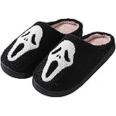 TBAVNOSY Unisex Halloween Slippers Spooky Ghost Slippers Cute Cozy Warm Plush Slip-On House Indoor and Outdoor Shoes
