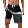Arcweg Mens Swim Trunks with Compression Liner 9” Men Beach Board 2 in 1 Bathing Suit with Zipper Pockets, Quick Dry