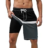 Arcweg Mens Swim Trunks with Compression Liner 9” Men Beach Board 2 in 1 Bathing Suit with Zipper Pockets, Quick Dry