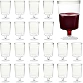 MATANA 50 pc Mini Clear Plastic Wine Glasses with Stem for Parties (5oz) - 4 Inch Plastic Wine Cups, Wine Goblets Perfect for Wedding, Garden Parties, Indoor Outdoor Events, BBQ - BPA Free, Reusable