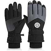 FuninCrea Warm Ski Gloves Men, Windproof Touchscreen Winter Gloves Men Thermal Snow Gloves for Skiing Snowboarding Cycling