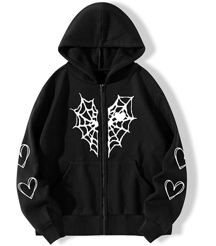 Y2K Hoodies Grunge Full Zip Jacket Oversized Star Graphic