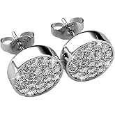 Cate &amp; Chloe Nelly Stud Earrings 18k Gold-Plated with Simulated Diamond Crystals | Elegant Jewelry for Women | Round Cut Pave Stud Design | Gift for Her on Mother&rsquo;s Day Birthdays Anniversary
