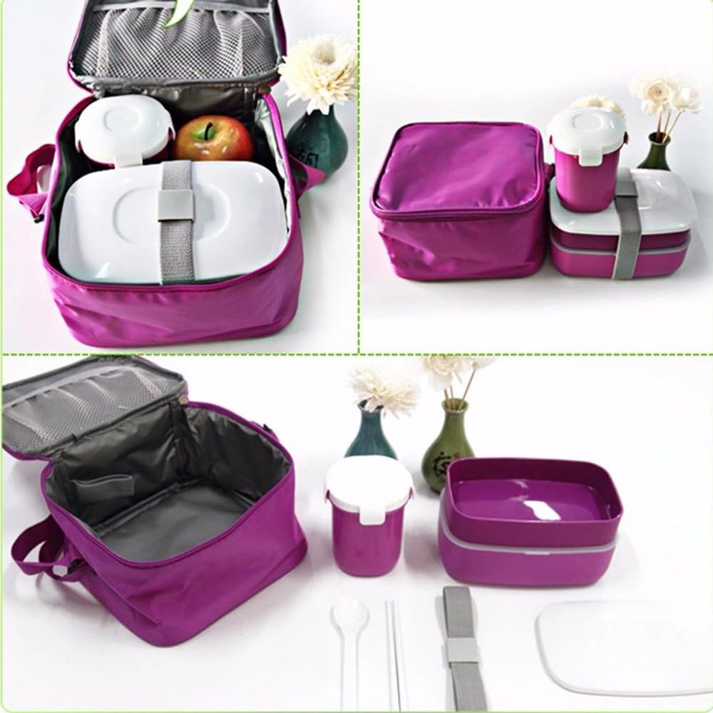 Bento Lunch w/ Water Soup Mug Box Insulated Lunch Tote Bag Food Container Lunchbox Plastic Microwave.