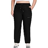 COOTRY Women's Plus Size Hiking Cargo Pants Athletic Workout Outdoor Quick Dry Lightweight Joggers Zipper Pockets Golf Pants