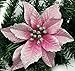 Zabrina 12 Pcs 5.11 in Christmas Tree Decorative Silk Flower Gold Poinsettia Bush and Red Poinsettia Bush Artificial Flowers Red Glitter Poinsettia Christmas Tree Ornaments (Pink)