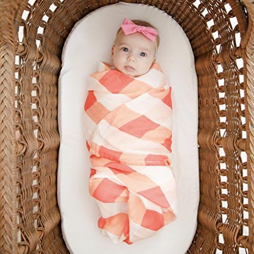 Coral Pink Plaid Muslin Swaddle