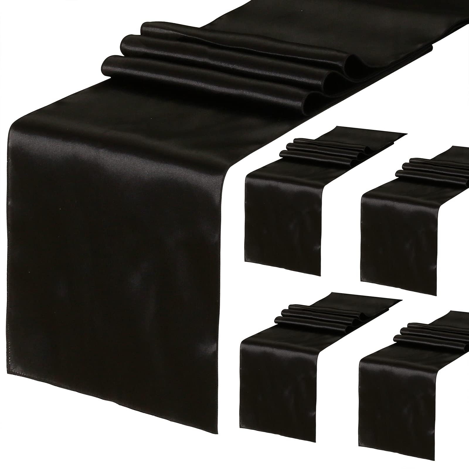 5 Pack Black Table Runners 12 x 108 Inches Long