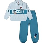 Disney Mickey Mouse Fleece Polo Shirt and Jogger Pants Outfit Set Newborn to Little Kid Sizes (0-3 Months - 5)