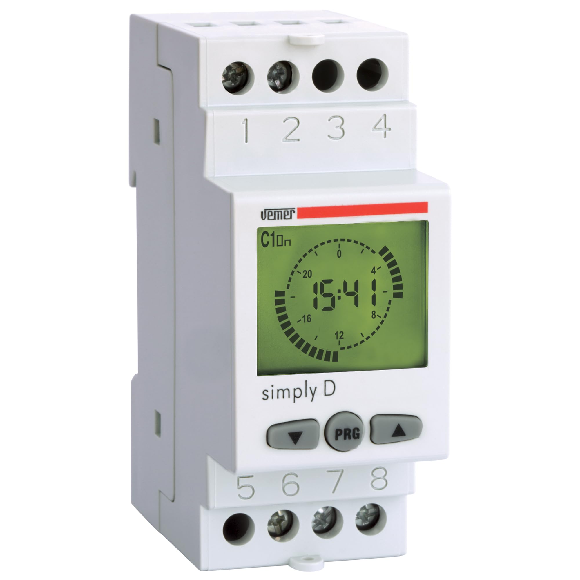 VEMER VE512000 model SIMPLY D Digital time switch with daily programming, color grey