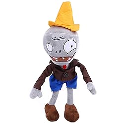JHESAO 12" PVZ Plush Conehead Zombies Brown Coat