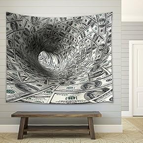 Dollars Funnel. - Fabric Wall Tapestry Home Decor - 51x60 inches