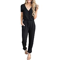 PRETTYGARDEN Jumpsuits for Women 2026 Spring Summer Casual Dressy Short Sleeve Romper Airport Vacation Travel Outfits
