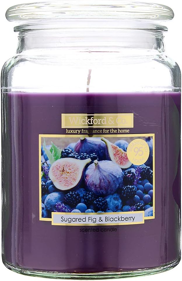 Wickford & Co. Large Scented sugared fig & blackberry Candle In Glass Jar 15cm Amazon.co.uk