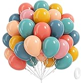 60pcs Boho Rainbow Balloons Assorted Colors 12inch with Slate Dusty Blue Mustard Yellow Pink Nude Colorful Balloons for Baby Shower Flower Groovy One Two Birthday Party Decorations