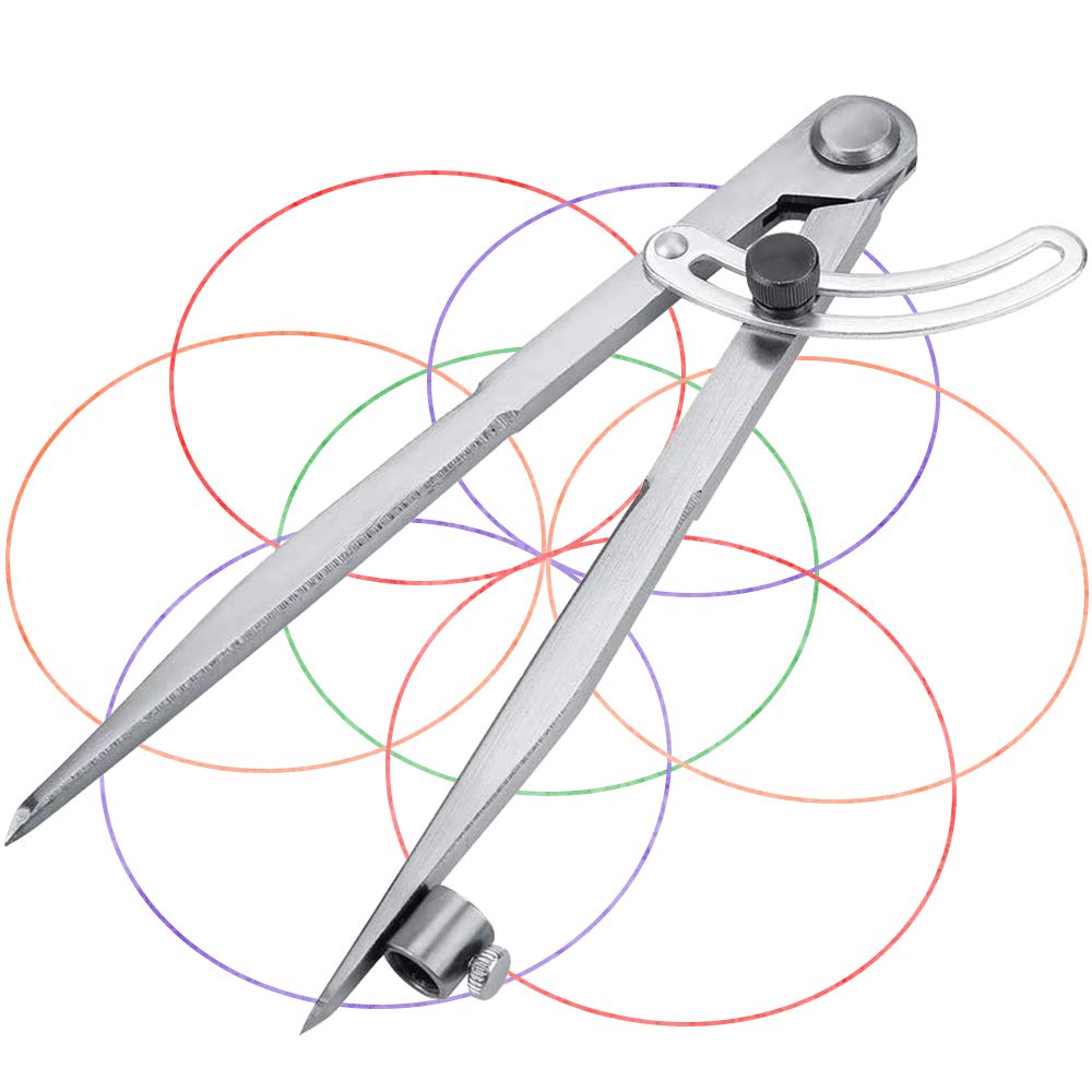 Large Compass, Professional Woodworking Compass with Wing and Pencil Holder, Marking Wing Divider Leather Scratch Drawing Pencil Compass for Carpenter/Geometry/Drafting/Engineering/Scribing(8 inch)