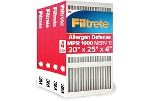 Filtrete 20x25x4 AC Furnace Air Filter, MPR 1000, MERV 11, Fits Honeywell & AprilAire Space-Gard, Allergen Defense, Electrostatic Air Cleaning Filter, 4-Pack (actual size 19.88 x 24.63 x 4.31)