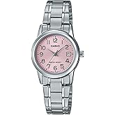 Casio #LTP-V002D-4B Women's Standard Stainless Steel Pink Dial Date Watch