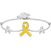 YAFEINI Bring Them Home Bracelet 925 Sterling Silver Yellow Ribbon Bracelet Cancer Awareness Ribbon Bracelets Inspirational Jewelry Gifts for Women Men