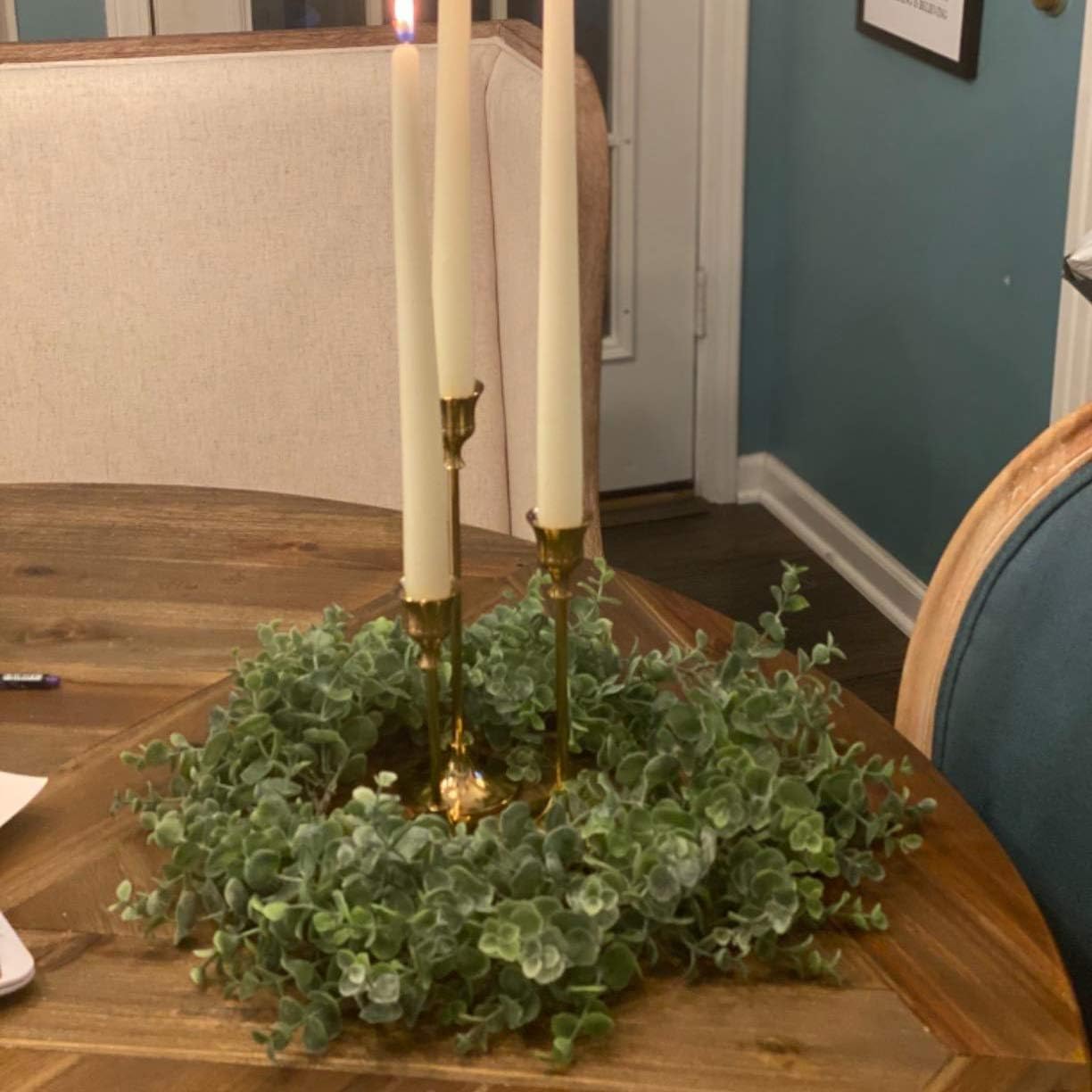 Brass Gold Candlestick Holders - Set of 3 Taper Candle Holders Vintage Candlelight Dinner Metal Candlestick Holders for Reception Candlelight Dinner Ornaments, Wedding Ceremony, Party Home Décor: Kitchen & Dining