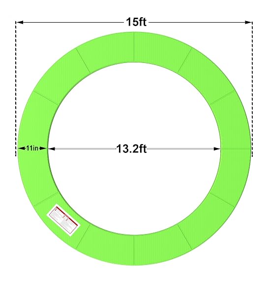 LANGXUN UNIVERSAL TRAMPOLINE REPALCEMENT SAFETY PAD, 8FT 10FT 12FT 14FT 15FT 16FT WATERPROOF SURROUND SPRING FOAM COVER FOR ROUND FRAME (BLACK, 15FT)
