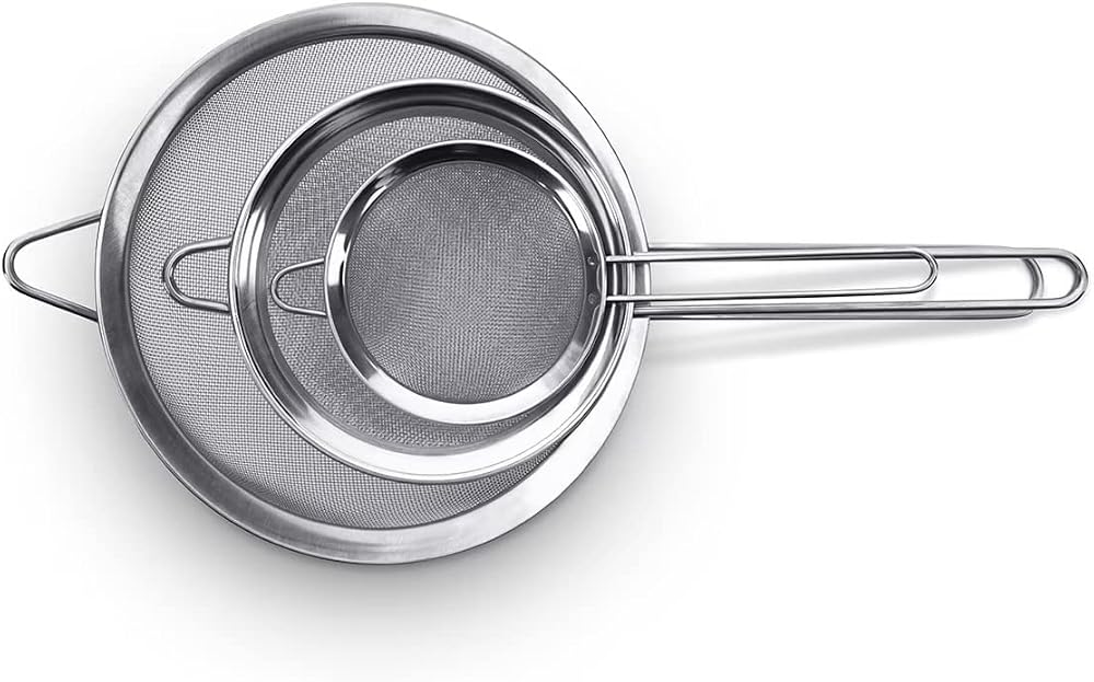 Blissify Stainless Steel Food Strainer Set of 3 with Handles 7/12/18 cm
