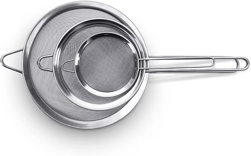 Blissify Stainless Steel Food Strainer Set of 3 with Handles 7/12/18 cm