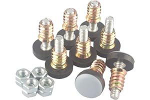 CSFMC Furniture Leveler PTFE(Teflon) Bottom(20mm Base),Threaded Shank(1/4-20) Adjust Pads,Table/Chair/Cabinet/Sofa Medium Adjustable Legs Leveling,Nuts Installation and Floor Protection(8 Pack)