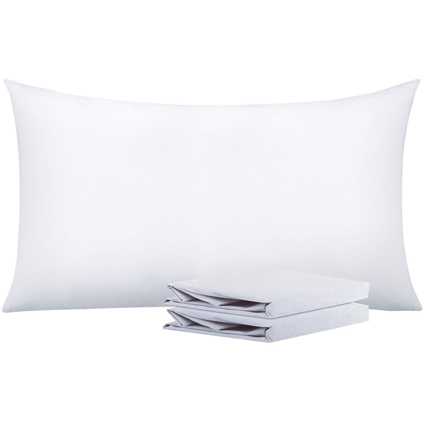 NTBAY 2 Pack 100% Brushed Microfiber Plain Pillowcases, 1800 Super Soft and Cozy, Wrinkle, Fade, Stain Resistant with Envelope Closure Bed Pillow Cases, 50x90 cm, White โ image 1