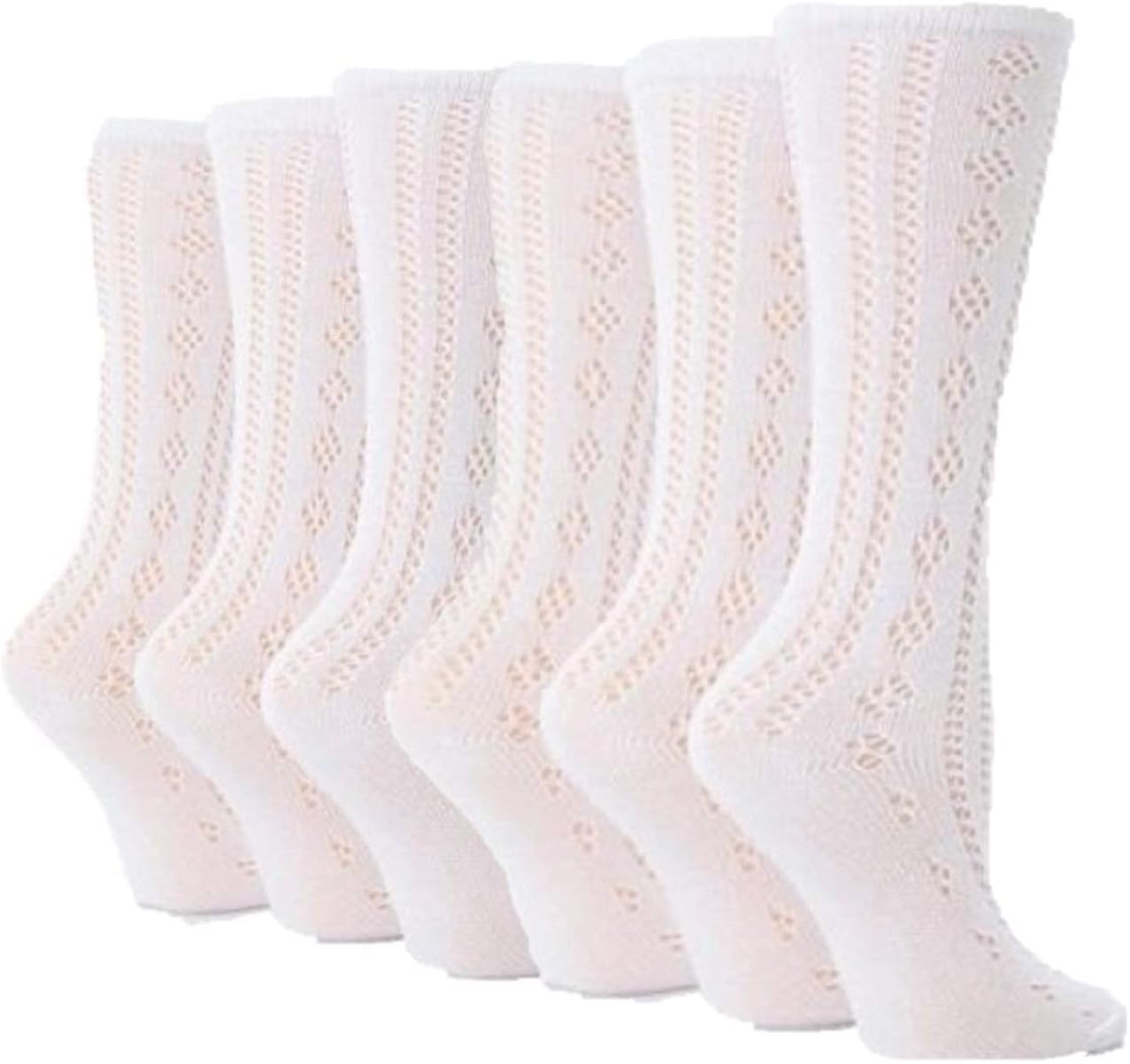 6 Pairs Girls Pelerine Knee High White School Socks uk 46 (approx. 11