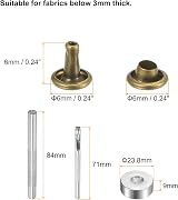 sourcing map Bronze Leather Rivets 6x6mm Double Cap Snaps Fasteners 200 Sets + view 2