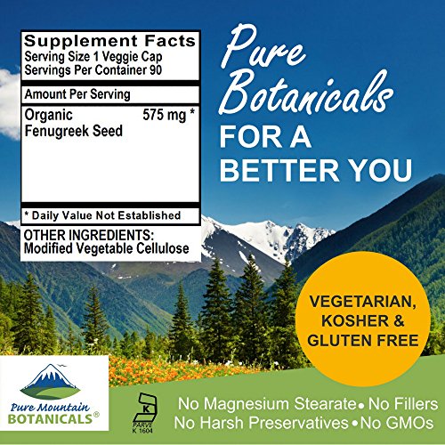 Fenugreek Capsules Kosher Vegan Caps with 575mg Organic Fenugreek