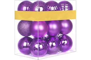 GAMEXCEL Iris Purple 2.5" Christmas Balls Christmas Tree Decoration Ornaments Shatterproof Hanging Balls for Xmas Tree Holiday Decor Set of 18pcs
