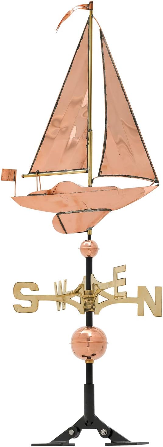Weathervanes - Whitehall Products Copper Sailboat Weathervane, Polished