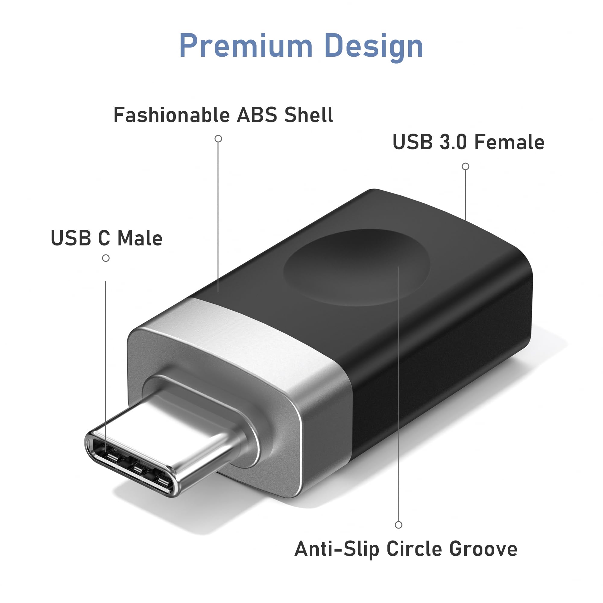 Basesailor USB C to USB Adapter 3Pack,Type C Male to USBA 3.0 Female Connector,Thunderbolt 4 OTG Converter for iPhone 16 16e 15 Max,Mac Pro,iPad 10 Air 5 Mini Gen,Surface Go,Galaxy S25 S24,Tab S10,17