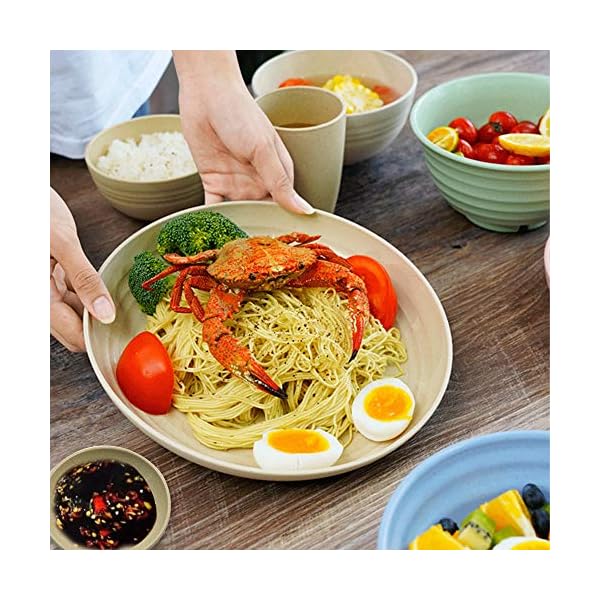 32-Pieces-Wheat-Straw-Dinnerware-Sets-Lightweight-Plates-Bowls-Cups-Dishes-Set-Unbreakable-Tableware-Set-for-Picnic-Party-BBQ-Wedding-Camping-A6 32 Pieces Wheat Straw Dinnerware Sets, Lightweight Plates Bowls Cups Dishes Set, Unbreakable Tableware Set for Picnic Party BBQ Wedding Camping (A6)