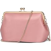 CATSEA Women's Kiss Lock Crossbody Bag PU Medium Handbags Kiss Clasp Crossbody Shoulder Bags Tote Purse Messenger Handbag