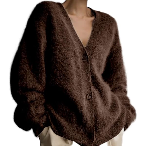 LOUSEA Women's Oversized Fuzzy Cardigan Sweater Long Sleeve