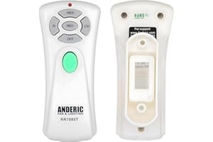 Anderic UC7080T Remote Control for Ceiling Fans - Remote Control with Wall Mount (Receiver not Included) - CHQ7080T CHQ7081T (with Up Light & Reverse Keys - RR7080T)