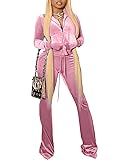 imbpceu Women's Velvet Sets Solid Color v-Neck