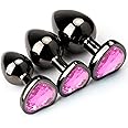 HISIONLEE Anal Plug 3PCS Sex Toys Anal Training Set Metal Butt Plug Adult Trainer Kit Toy with Crystal Diamond S&M Adult Gay Anal Plugs Toy for Beginners Couples Women Men Unisex(Pink)
