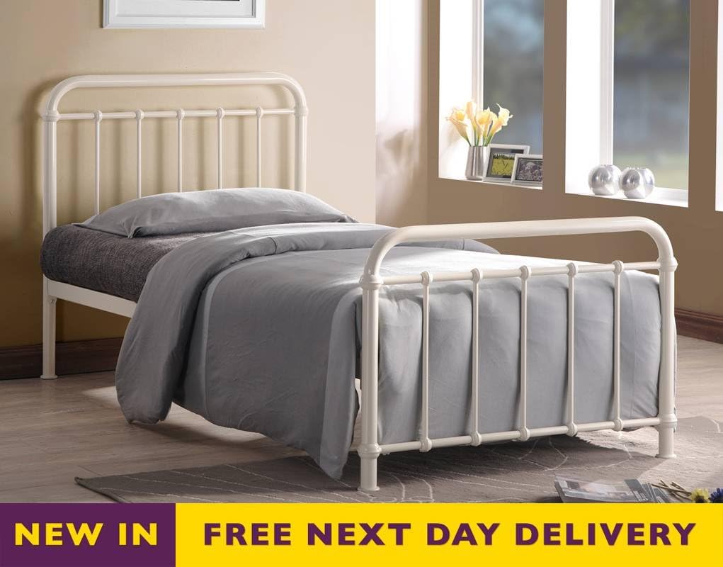 Time Living MIA46 Miami 4ft6 Double Ivory Metal Bed Bed Frame Only