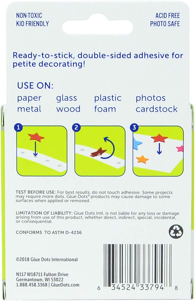 Glue Dots Craft Dots Adhesive, 1/2 Inch, Clear, Roll of 200
