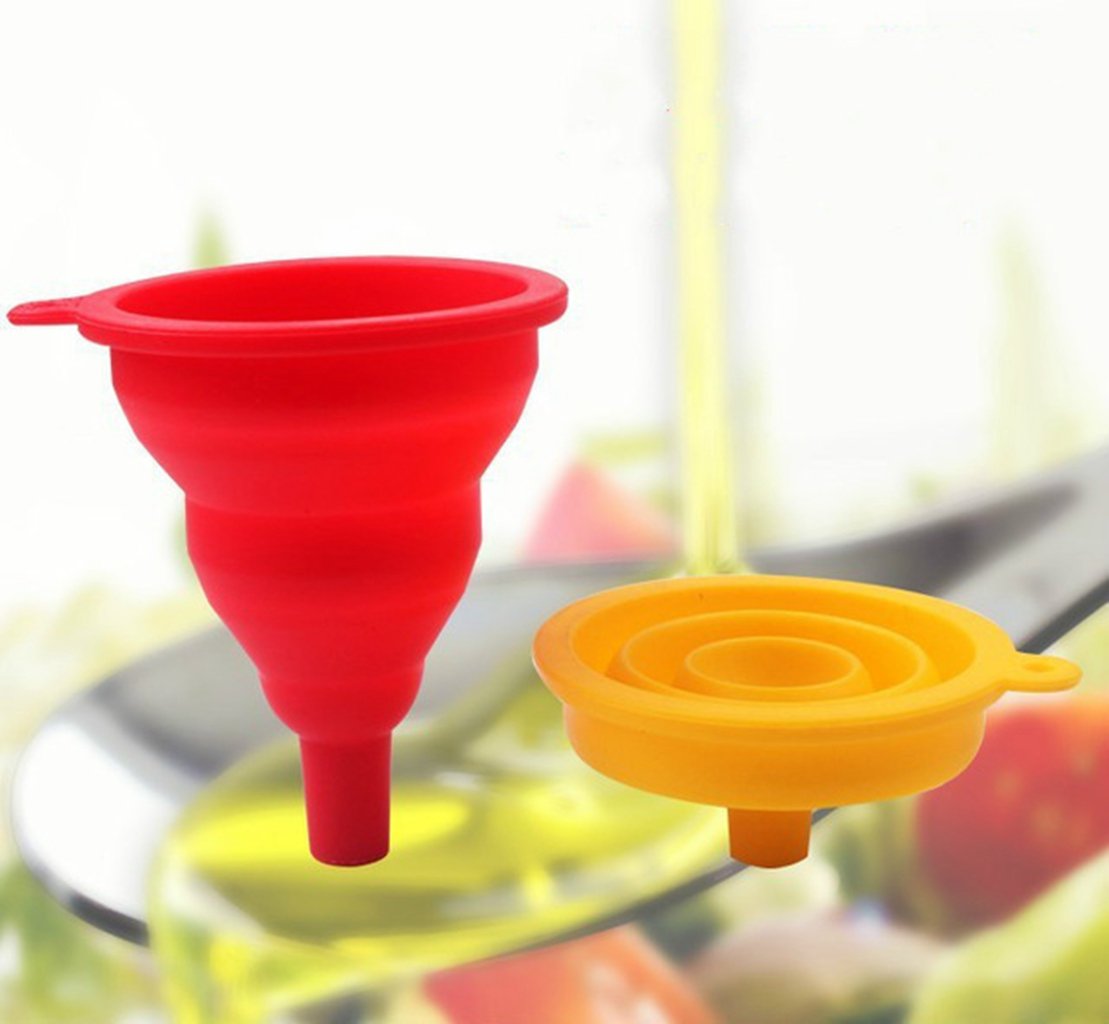 Silicone Funnel 2 Style Foldable and Durable Mini Funnel for Liquid Transfer Collapsible Funnel(Set of 4)