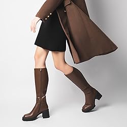 Cusolemore Women Platform Brown Knee High Boots