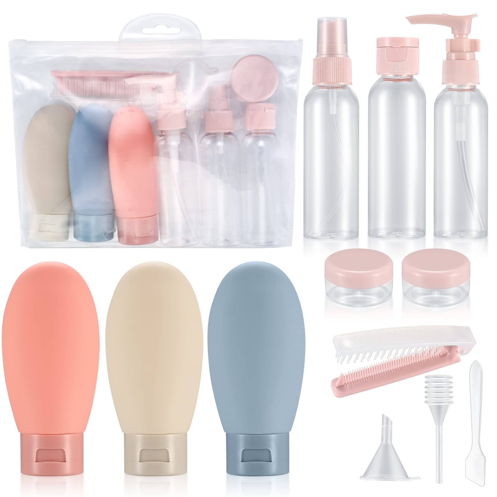 Yibaijia 12 Pcs Travel Bottles Set, 60 ML Travel Size Bottles & Containers, Empty Squeezable Refillable Squeeze Bottle Containers Set for Toiletries, Shampoo, Conditioner